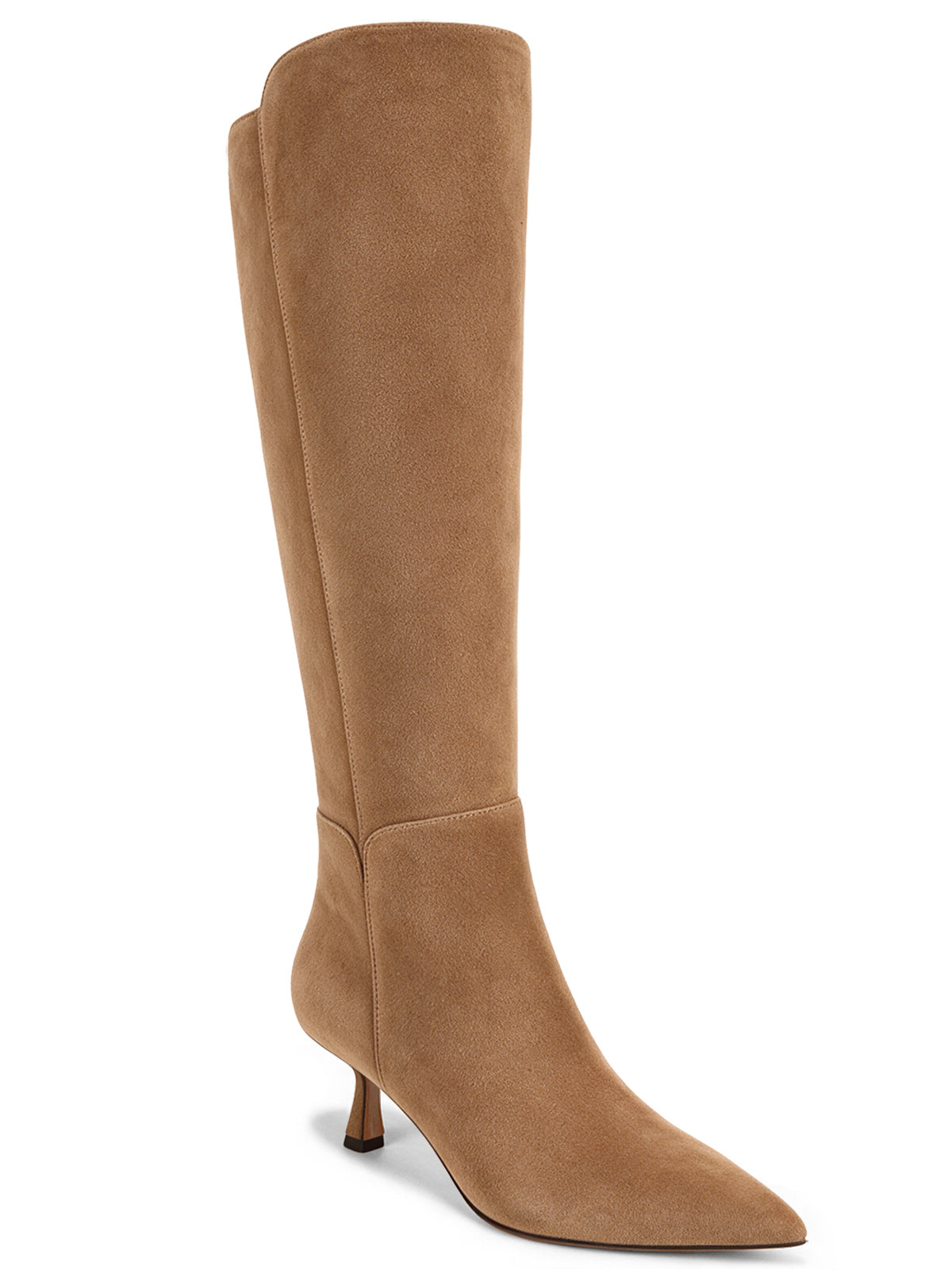 Coutgo Womens Suede Light Brown Kitten Heel Boots