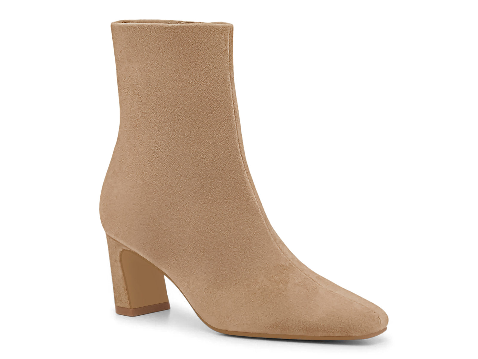 Coutgo Suede Light Brown Square Toe Ankle Boots
