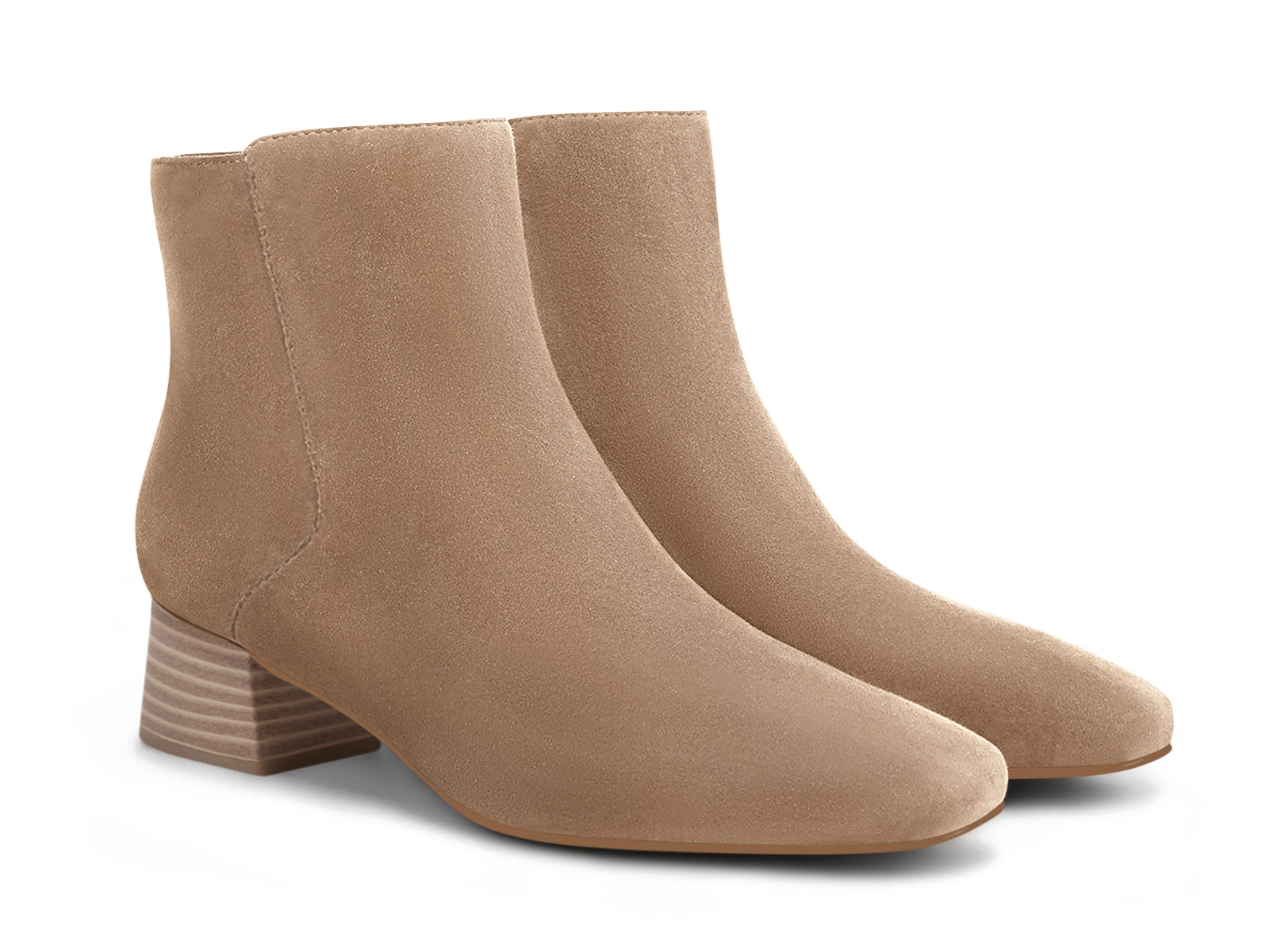 Coutgo Womens Light Brown Square Toe Booties