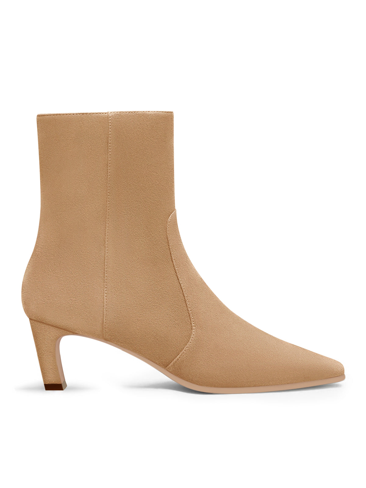 Coutgo Womens Suede Light Brown Square Heel Ankle Booties
