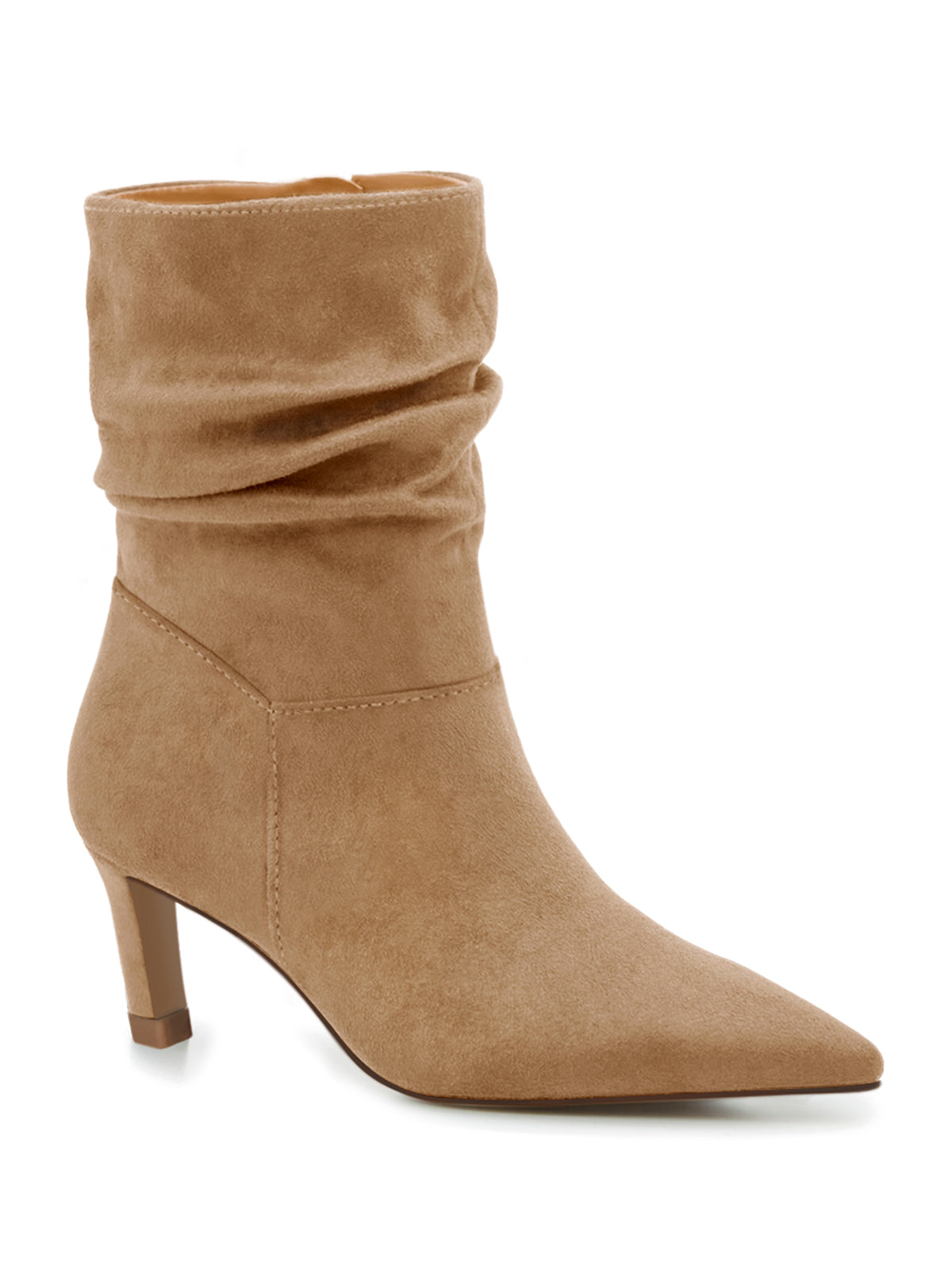 Coutgo Women Light Brown Slouch Pointed Ankle Boots