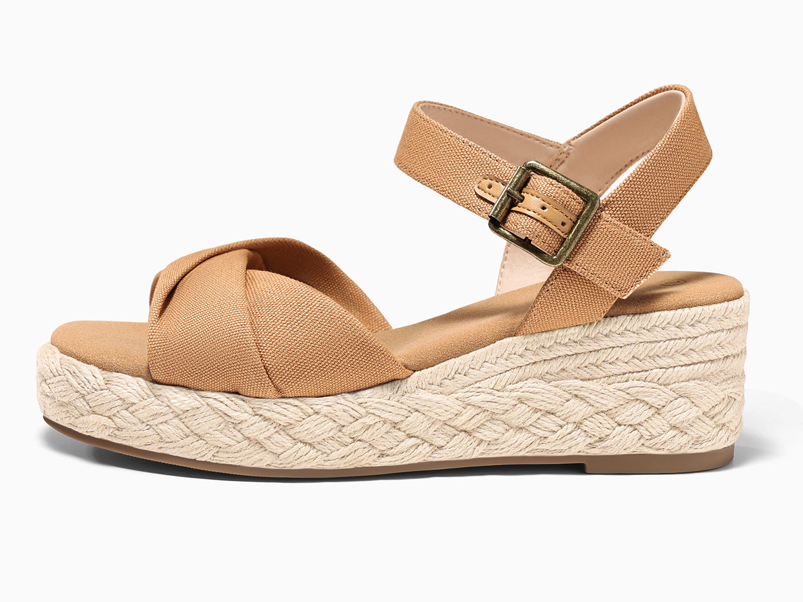 Coutgo Womens Light Brown Platform Wedge Heels Sandals