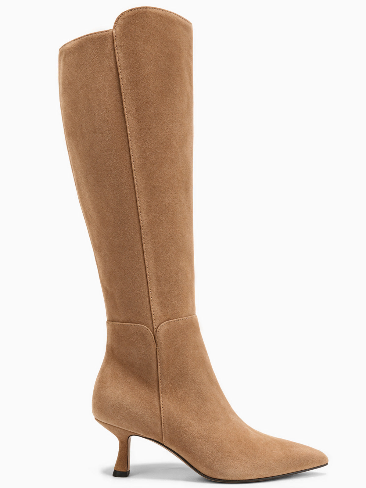 Coutgo Womens Suede Light Brown Kitten Heel Boots