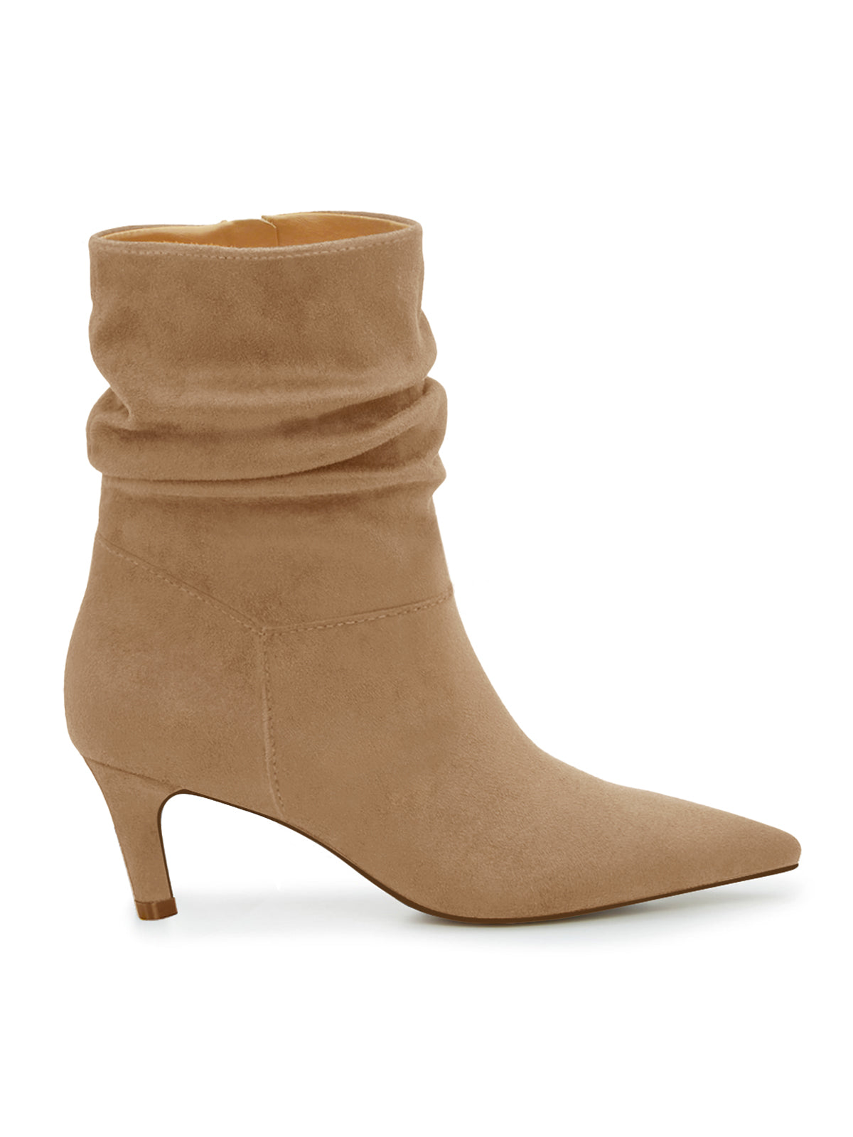Coutgo Women Light Brown Slouch Pointed Ankle Boots