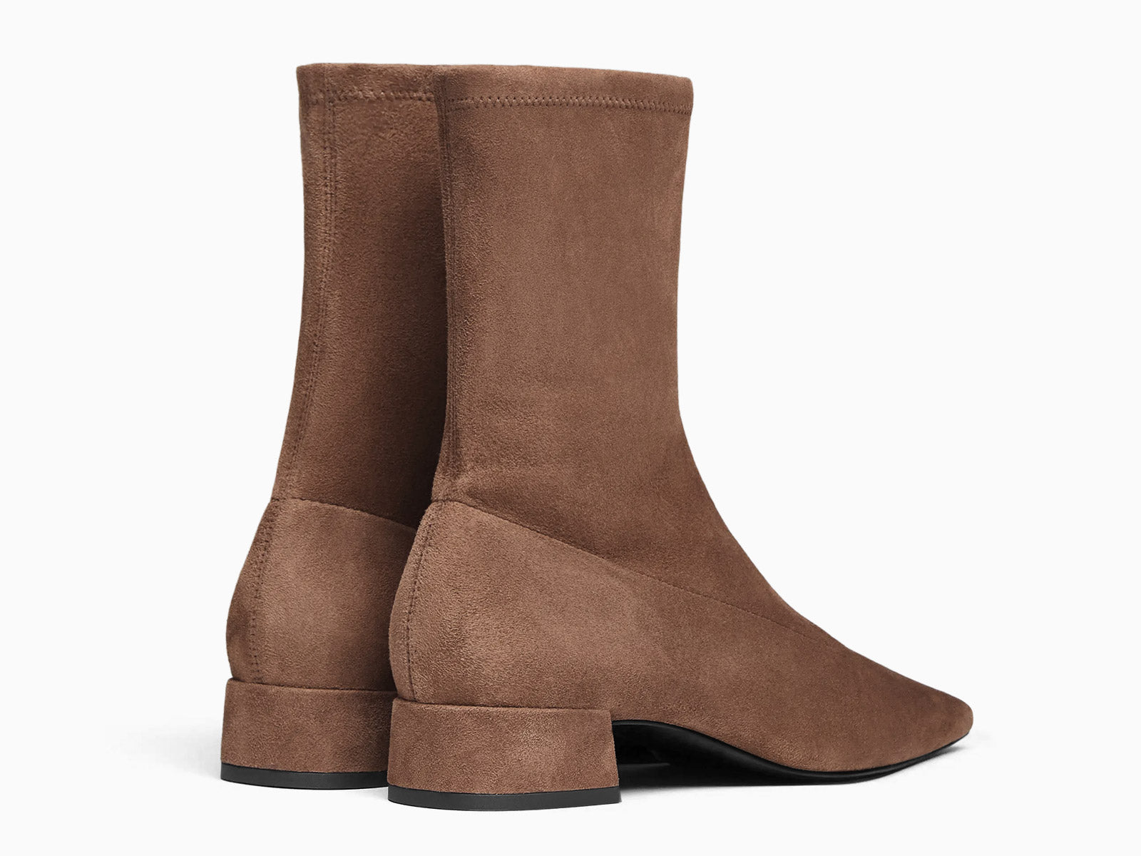 Coutgo Womens Taupe Suede Square Toe Booties