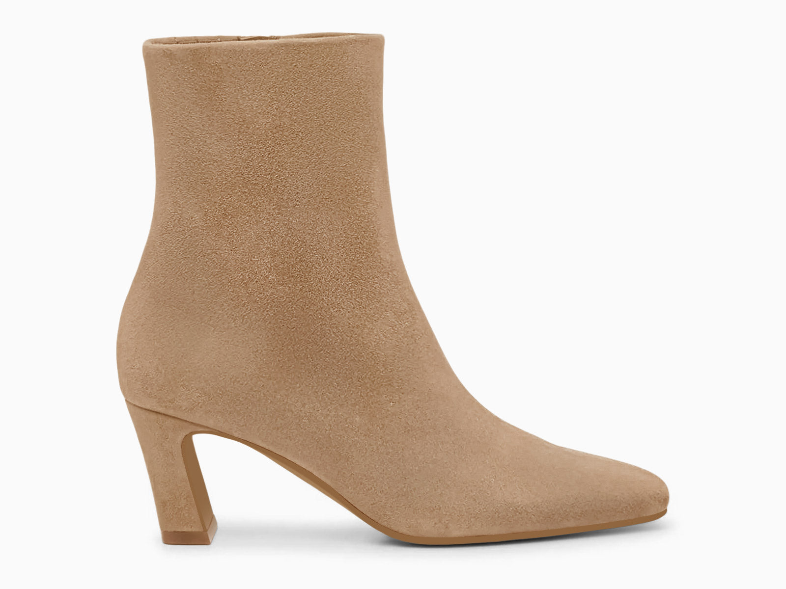 Coutgo Suede Light Brown Square Toe Ankle Boots