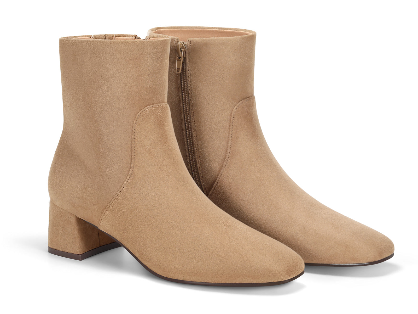 Coutgo Womens Light Brown Chunky Ankle Booties