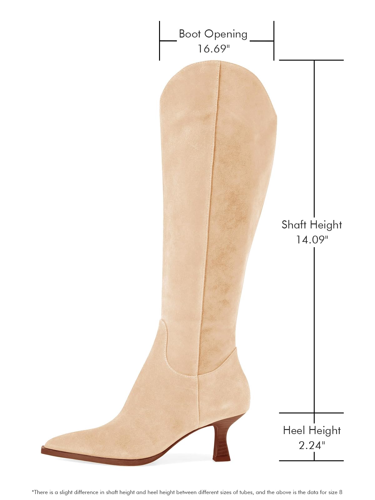 Coutgo Womens Nude Kitten Heel Boots