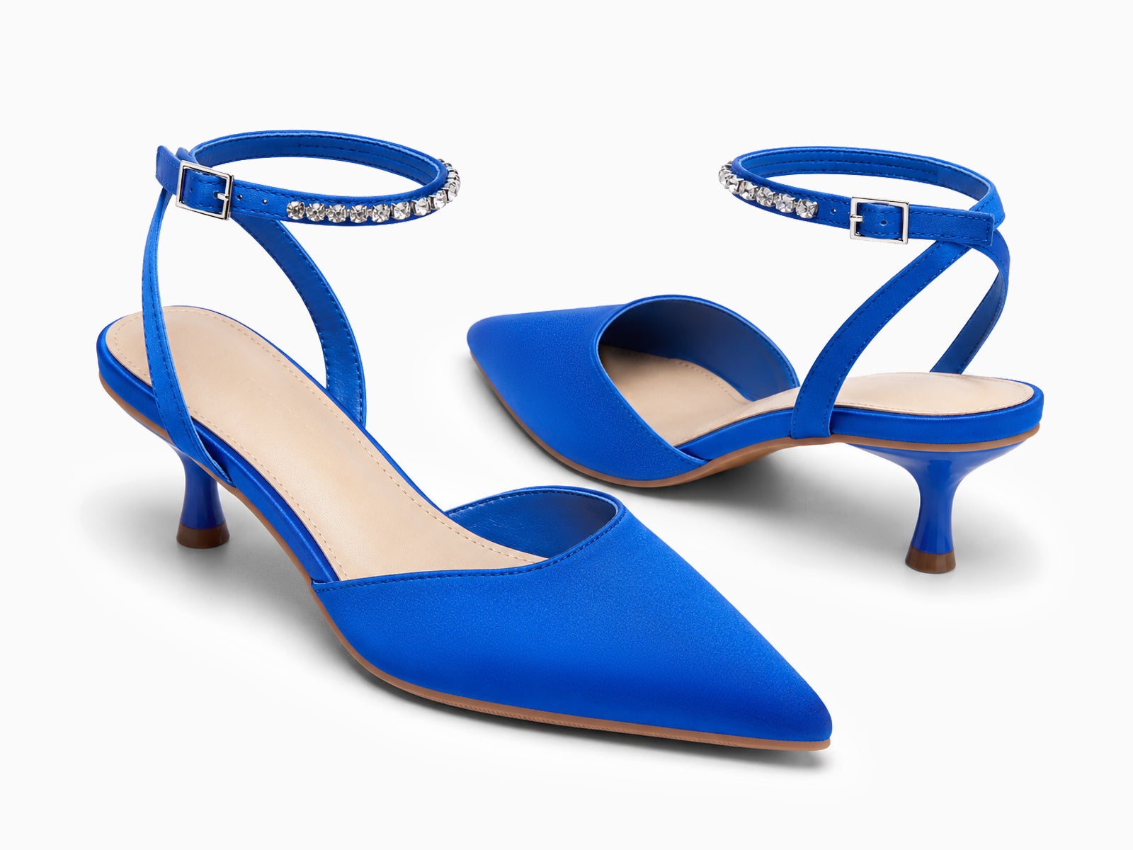 Coutgo Womens Blue Low Kitten Heels