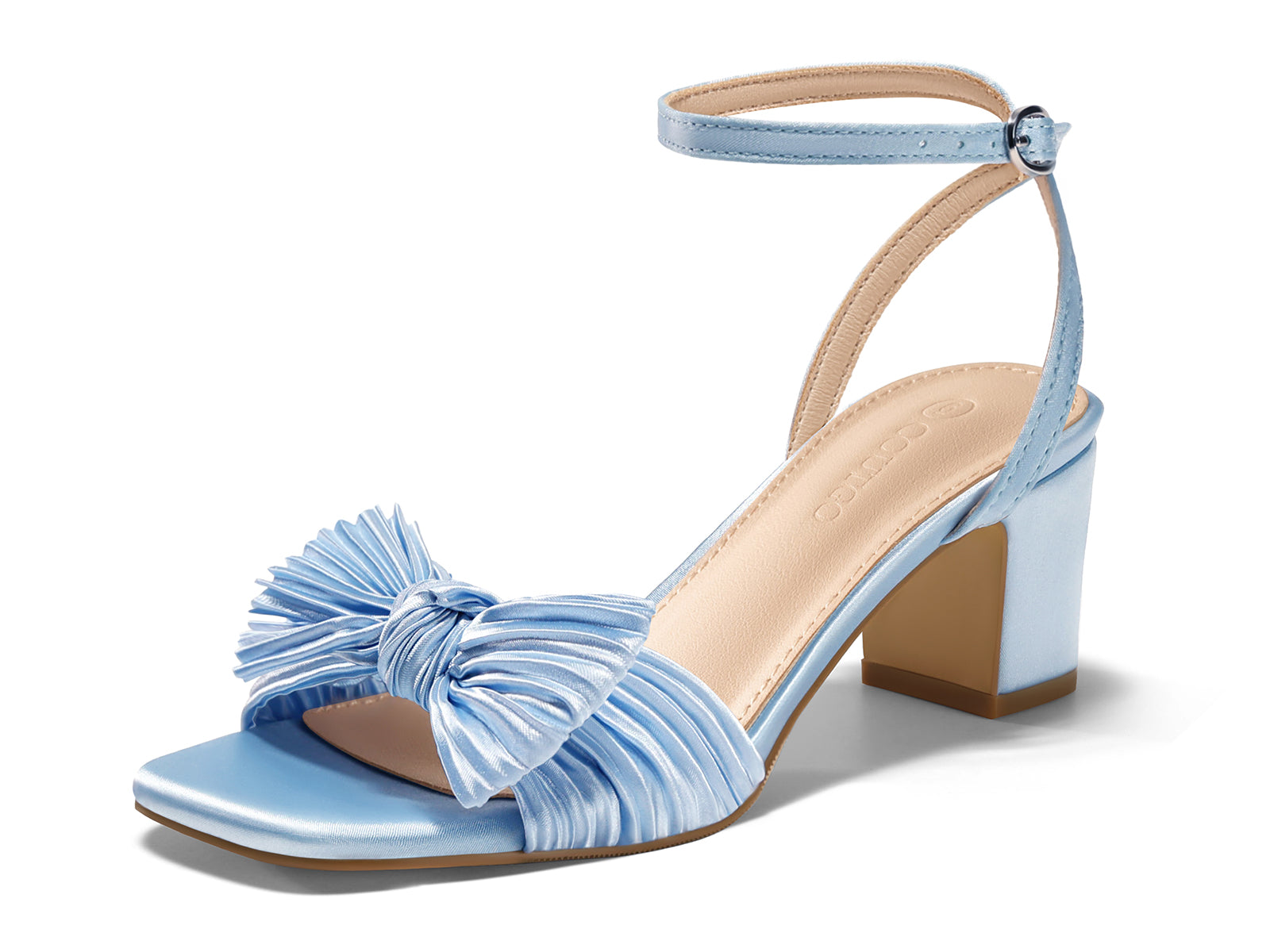 Coutgo Womens Blue Pleated Bow Sandals