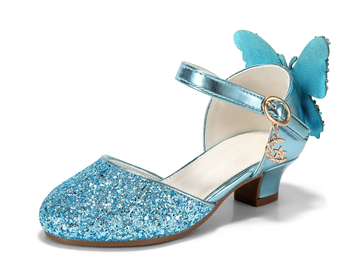 Coutgo Girls Glitter Princess High Heel Dress Shoes