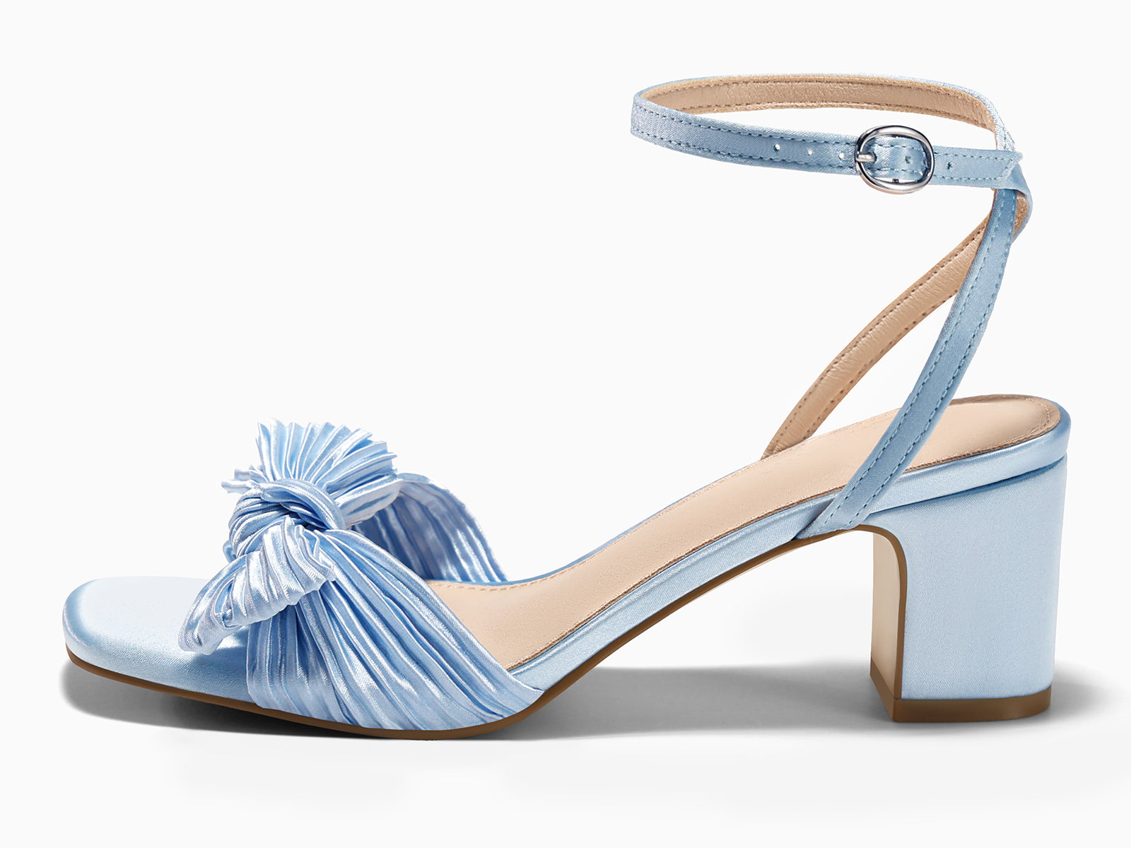 Coutgo Womens Blue Pleated Bow Sandals