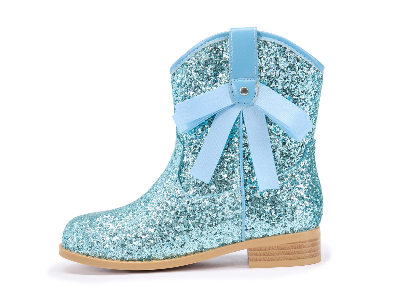 Coutgo Girls Blue Glitter Cowgirl Bow Boots