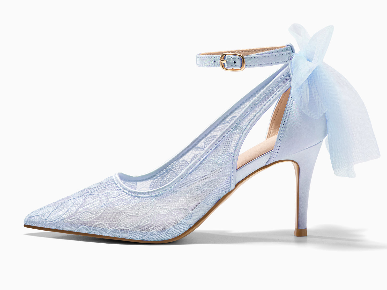 Coutgo Womens Blue Lace High Heels