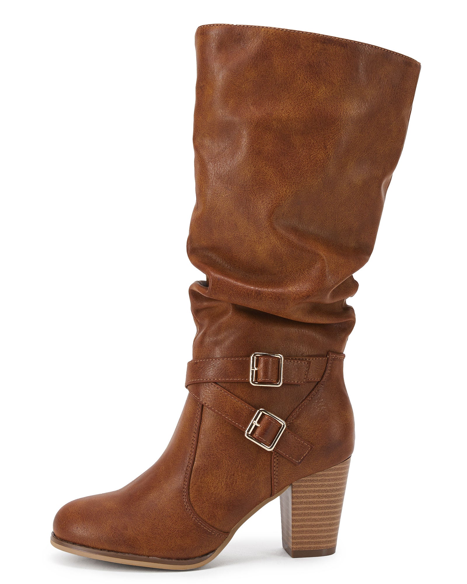 Ermonn Womens Brown Mid Knee High Boots