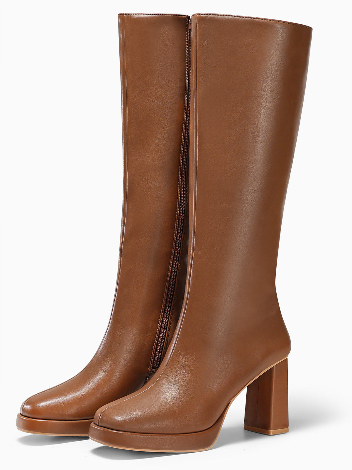Coutgo Womens Brown Knee High Boots