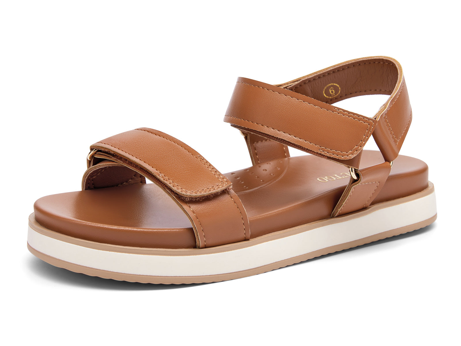 Coutgo Womens Brown Pu Low Wedge Sandals