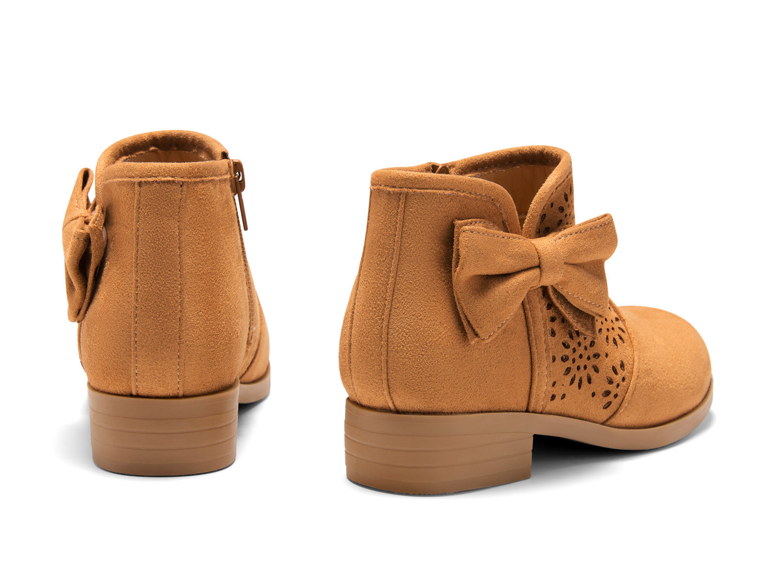 Coutgo Suede Brown Bow Chunky Ankle Boots
