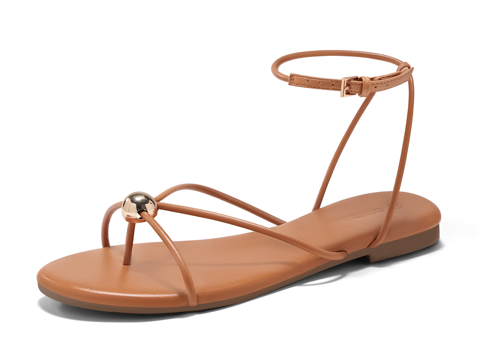 Coutgo Womens Brown Strappy Flat Sandals
