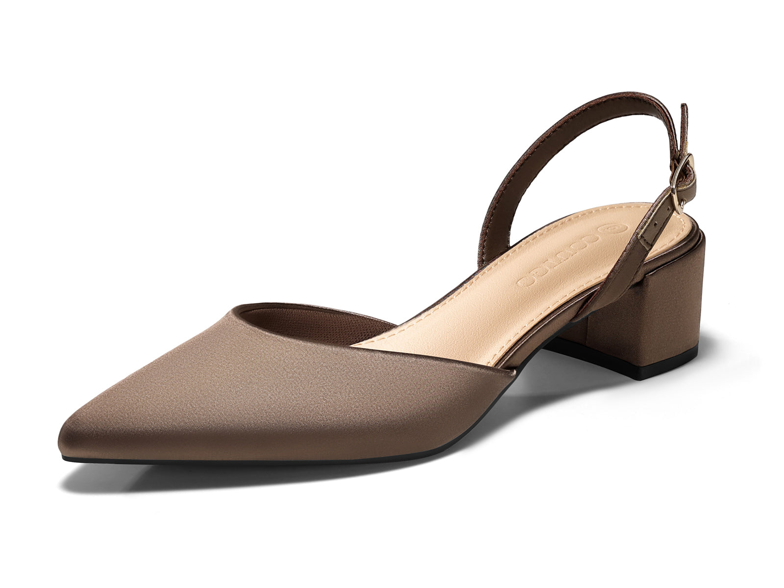 Coutgo Womens Dark Brown Low Chunky Heels