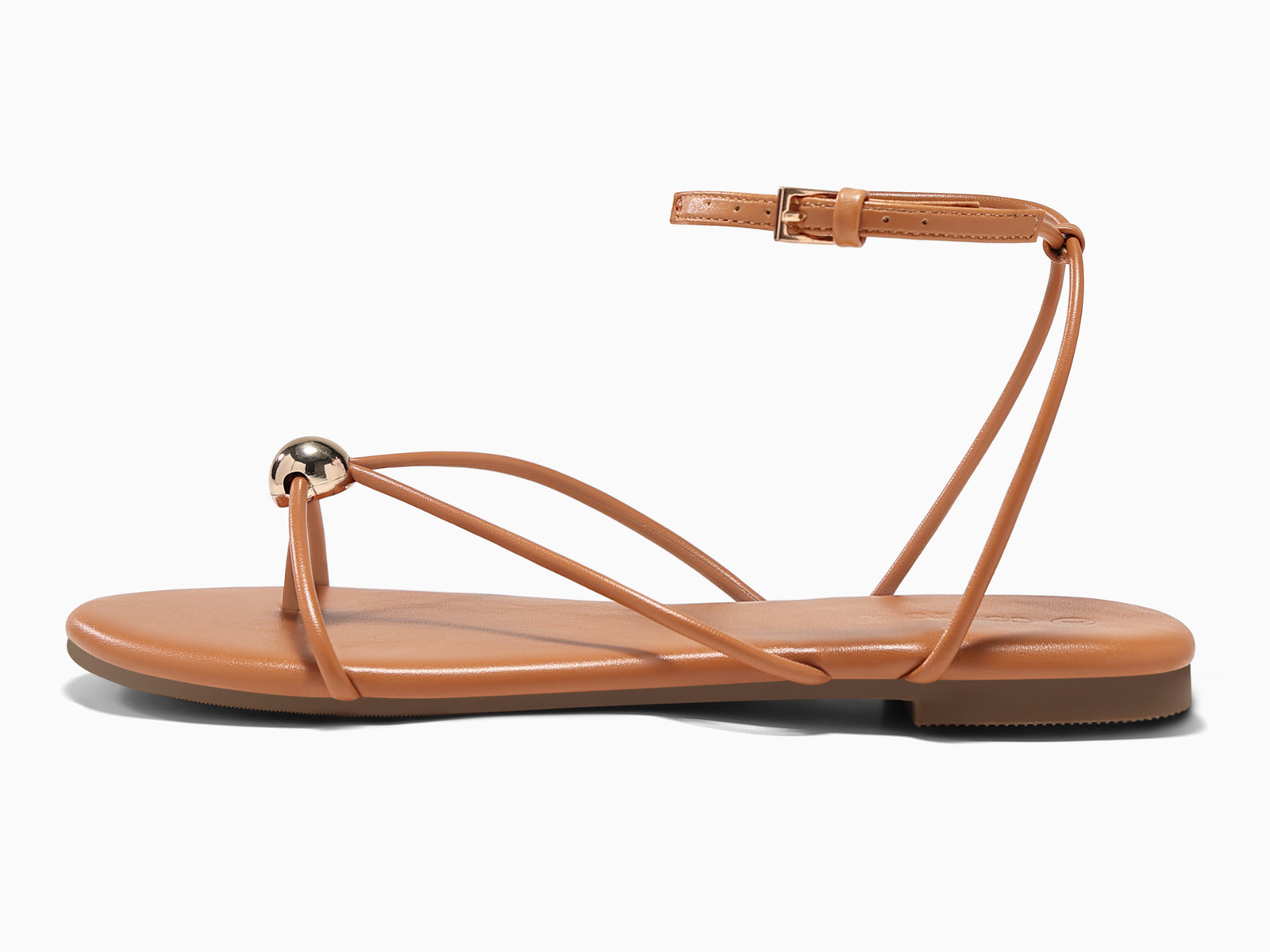 Coutgo Womens Brown Strappy Flat Sandals