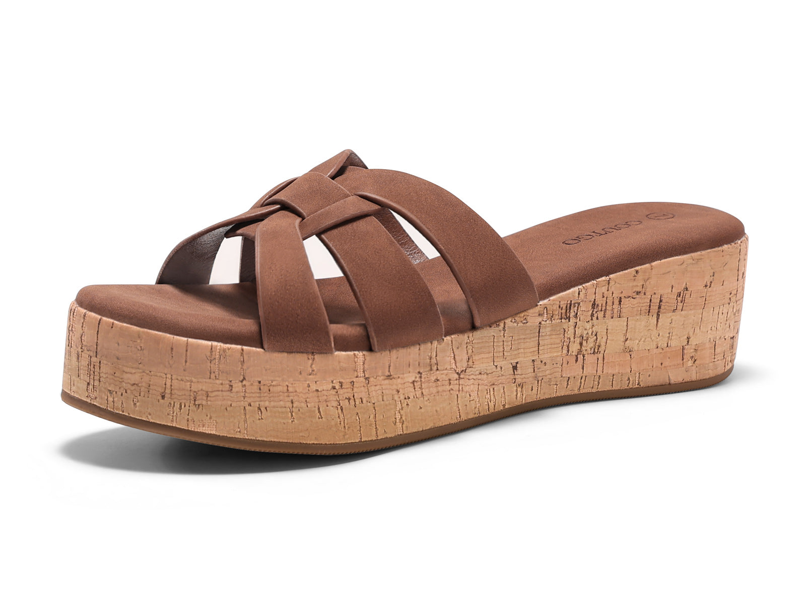 Coutgo Women's Dark Brown Platform Wedge Sandals