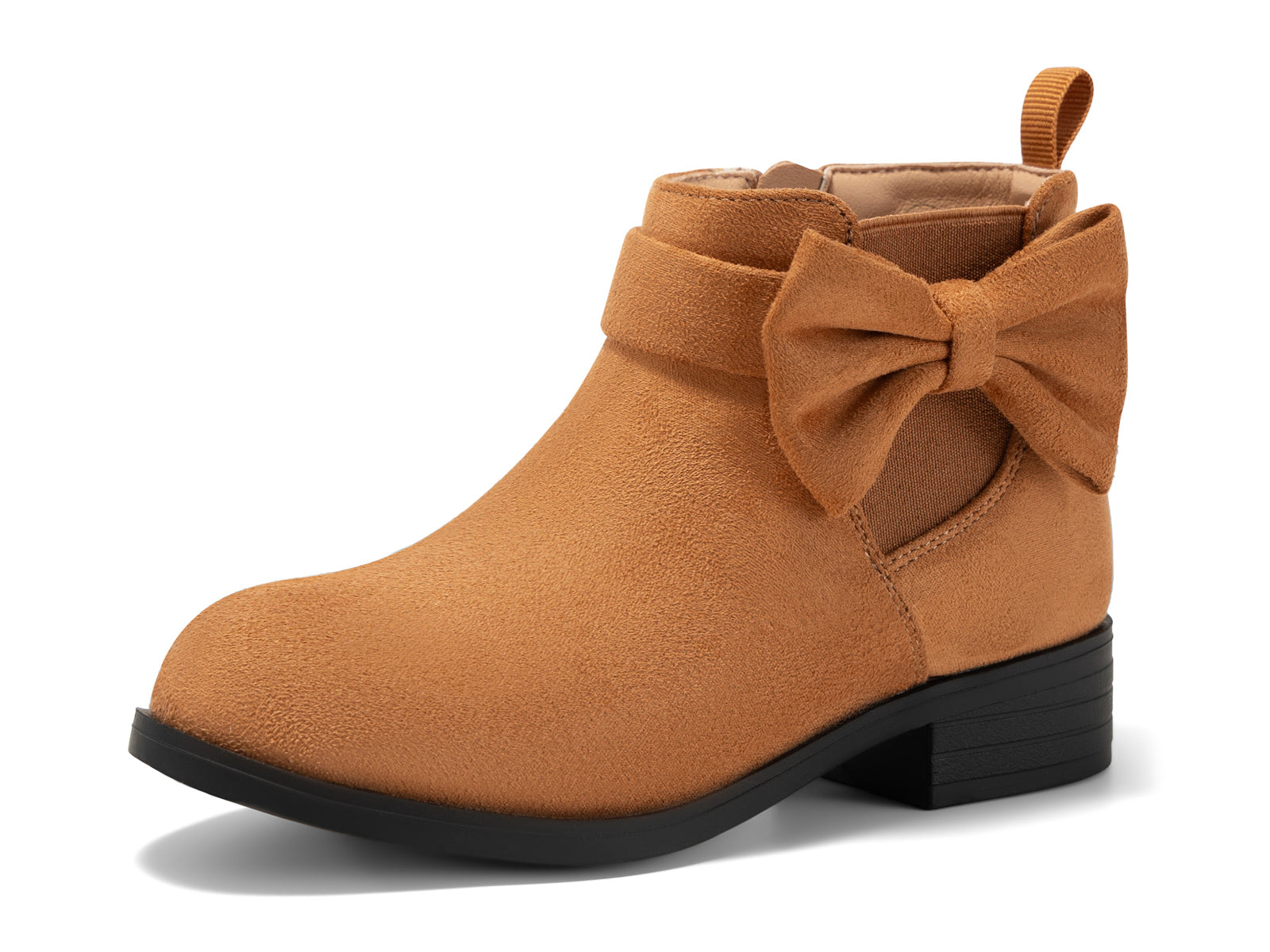 Coutgo Girls Brown Bow Suede Ankle Boots