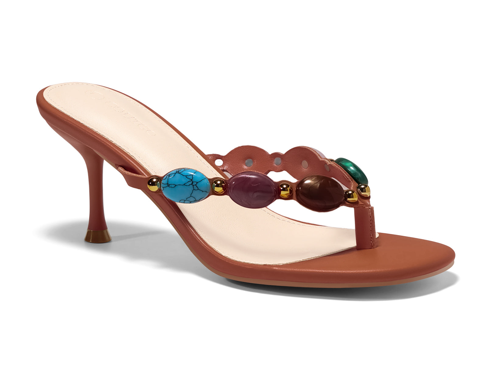 Coutgo Womens Dark Brown Kitten Heels Sandals