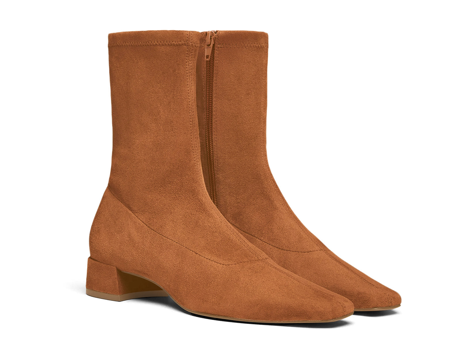 Coutgo Womens Brown Suede Square Toe Booties