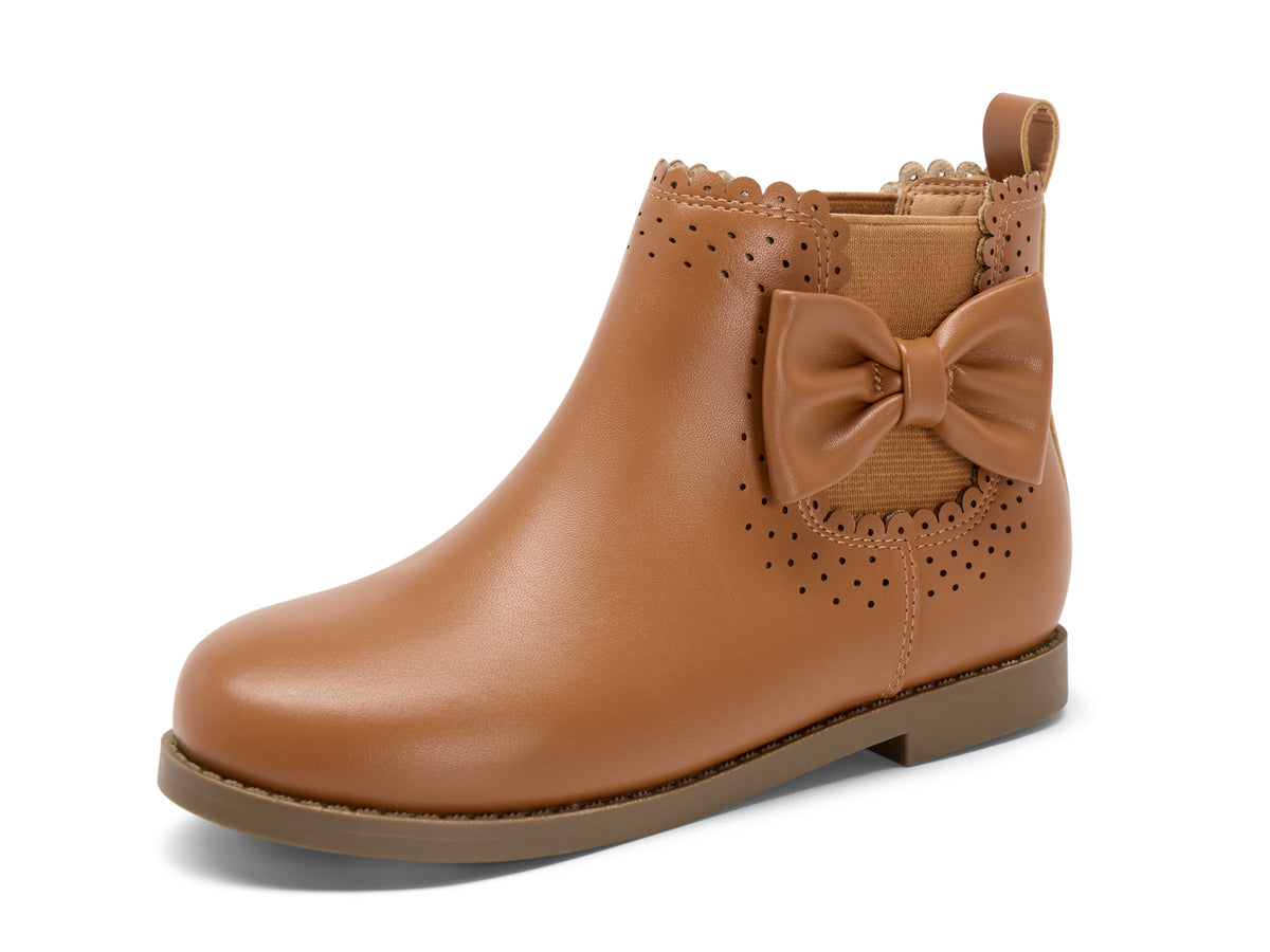 Coutgo Girl PU Brown Bow Chelsea Ankle Boots