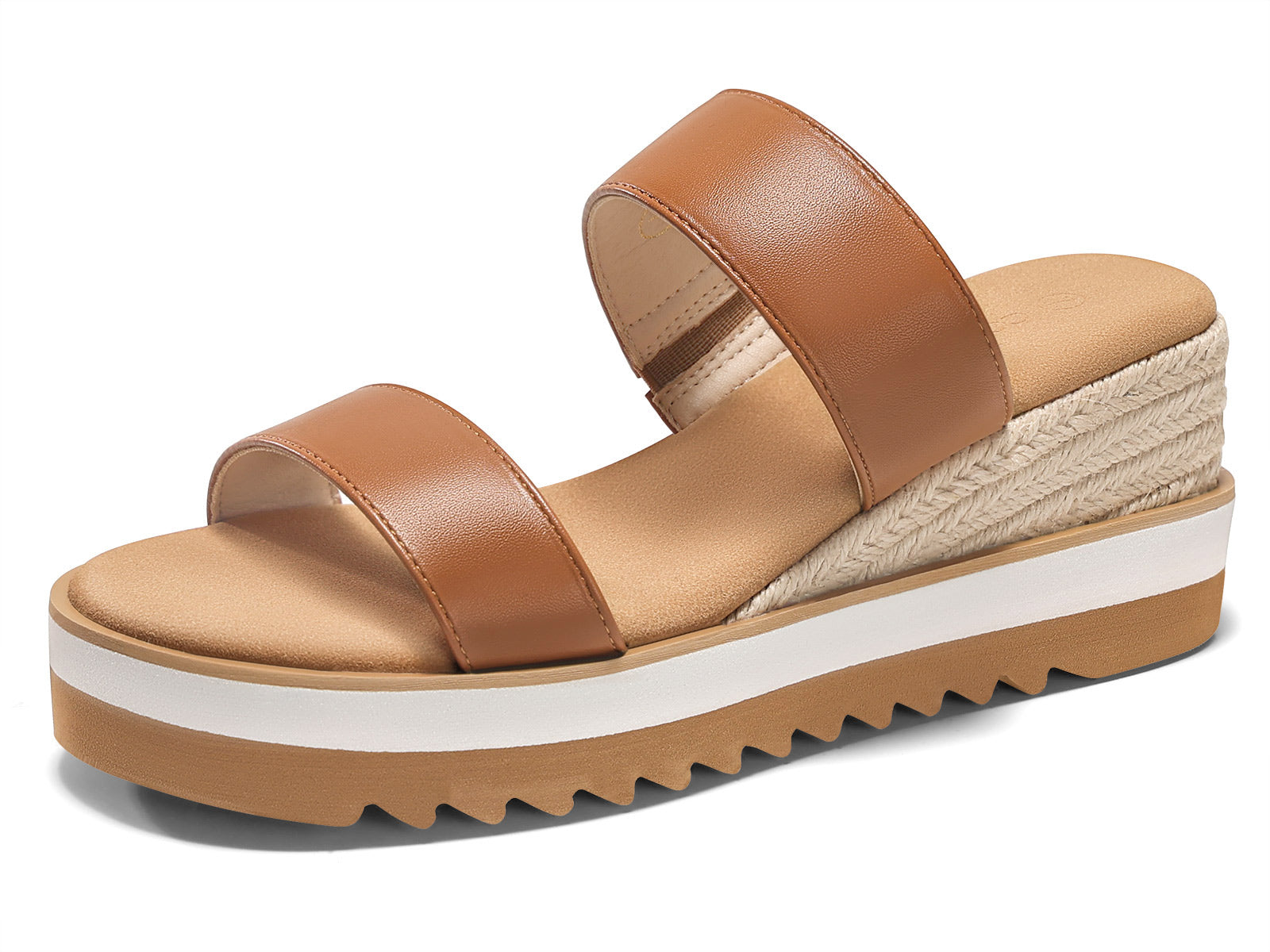 Coutgo Womens Brown Pu Platform Sandals