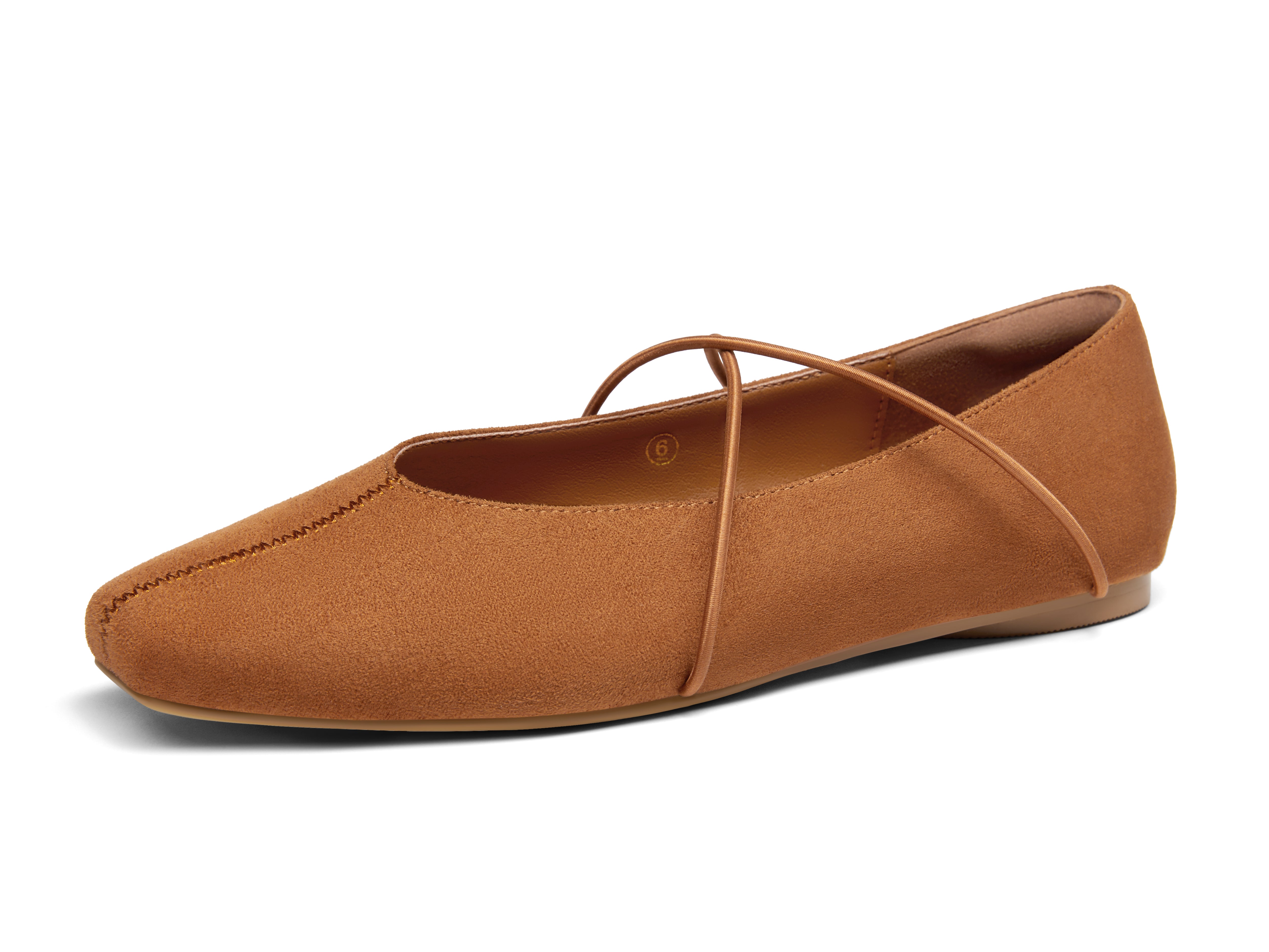 Coutgo Womens Brown Suede Ballet Flats