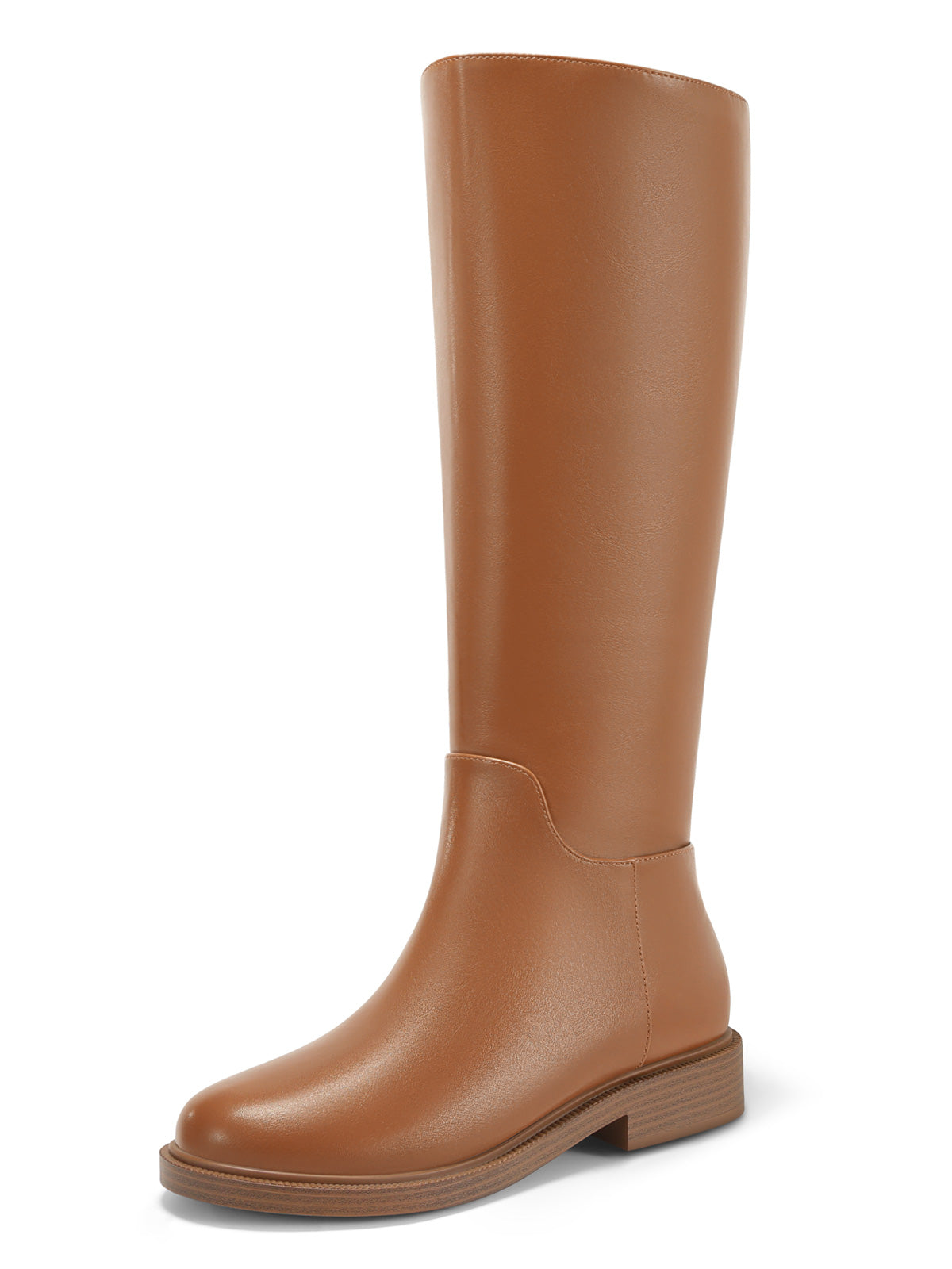Coutgo Womens Suede Brown Knee Boots