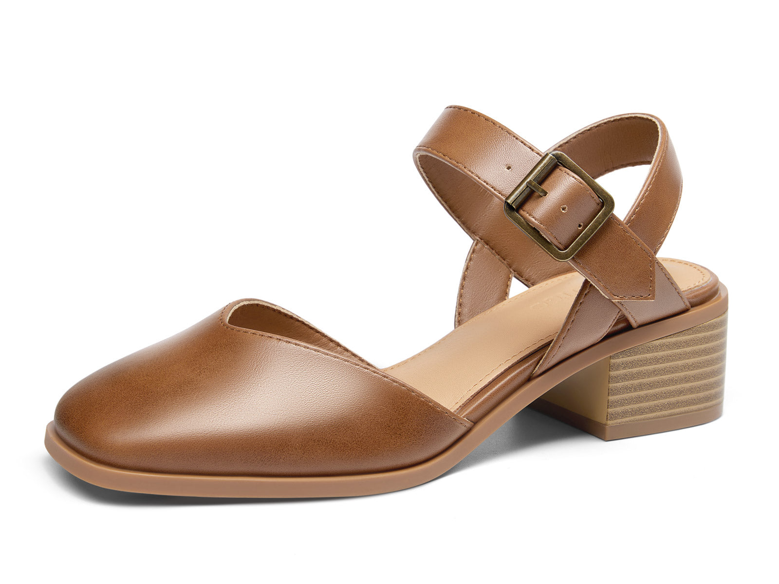 Coutgo Womens Brown Closed Toe Vintage Pumps