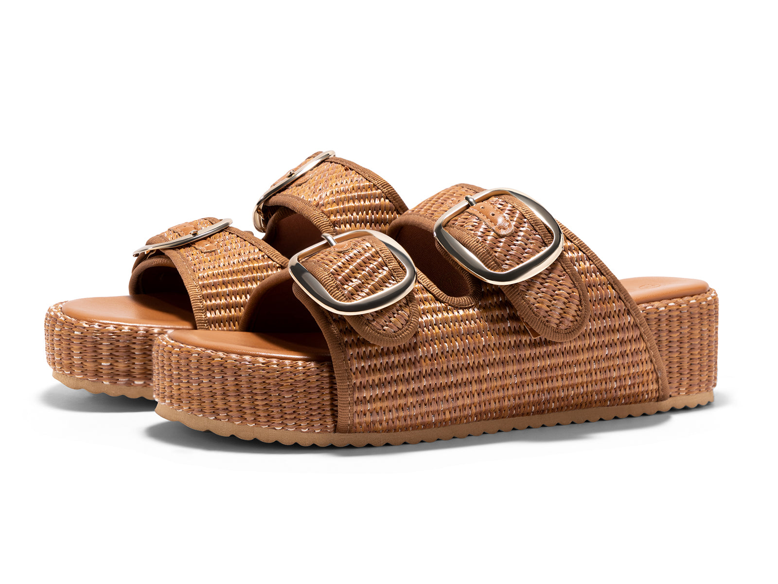 Coutgo Womens Brown Platform Raffia Sandals