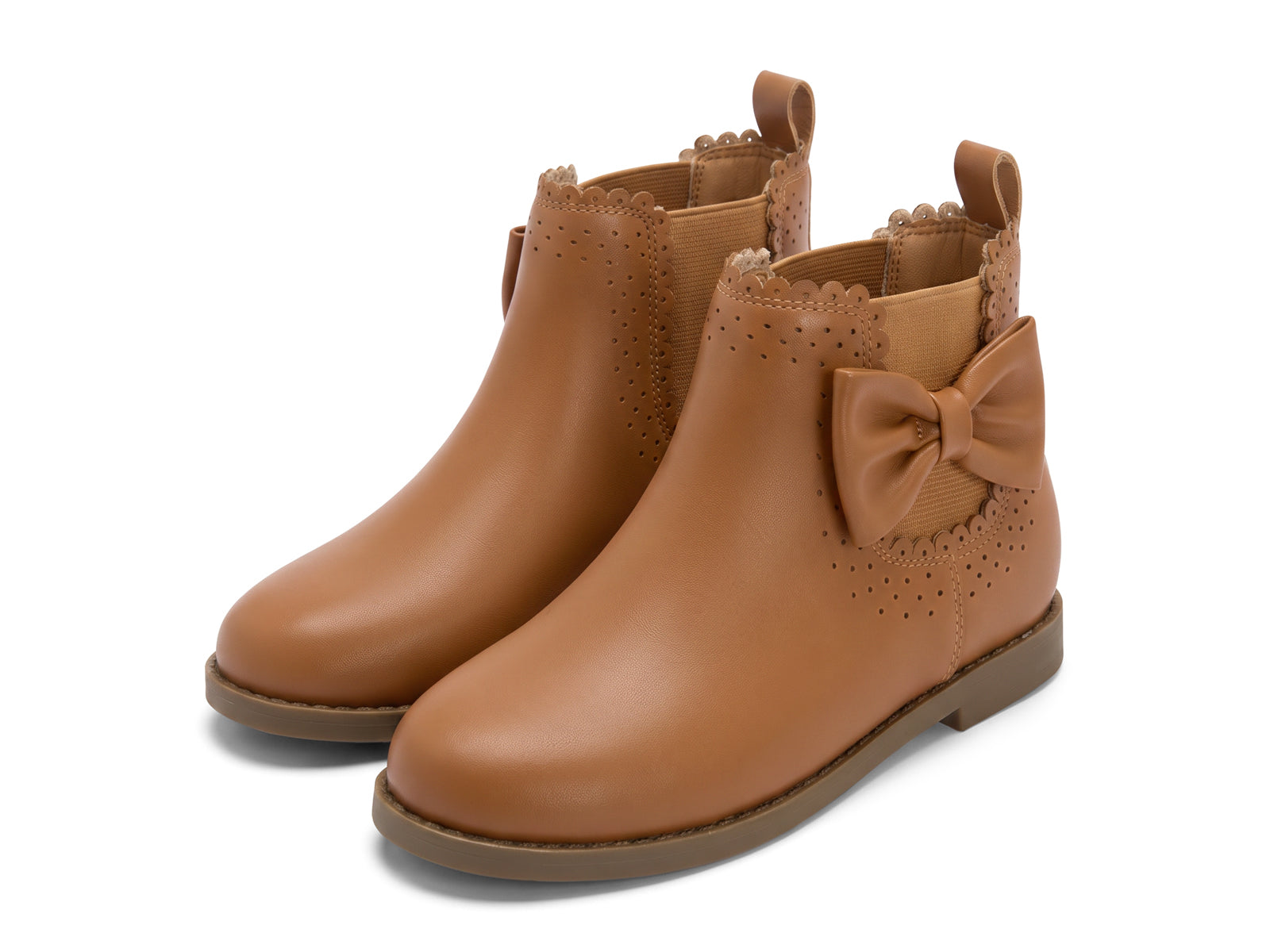 Coutgo Girl PU Brown Bow Chelsea Ankle Boots
