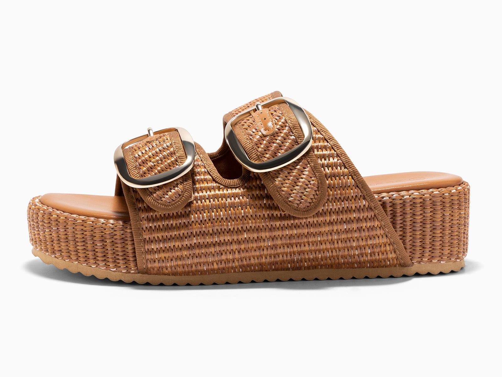 Coutgo Womens Brown Platform Raffia Sandals
