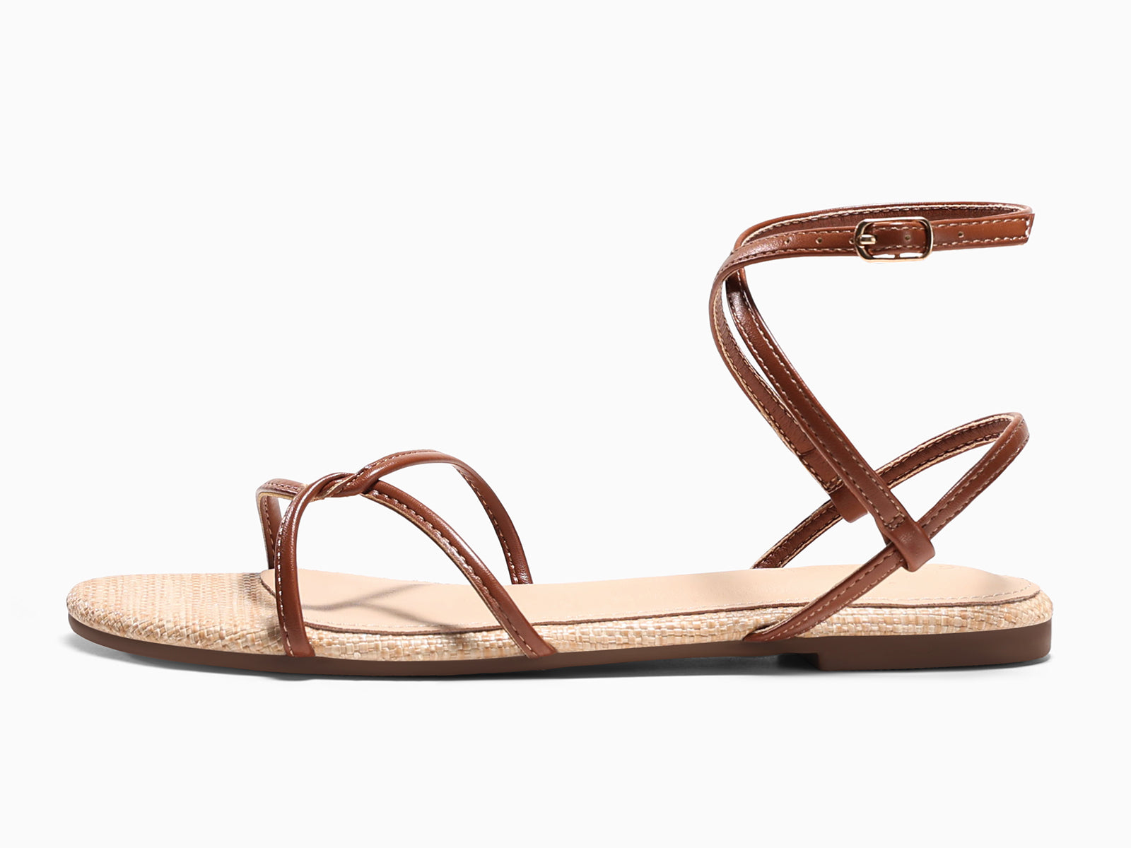 Coutgo Womens Brown Flat Sandals