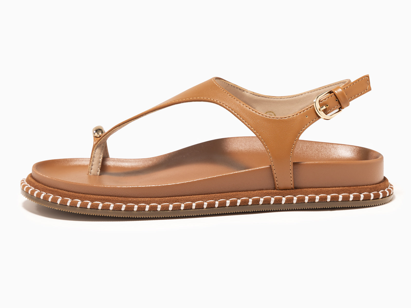 Coutgo Womens Brown Flat Sandals