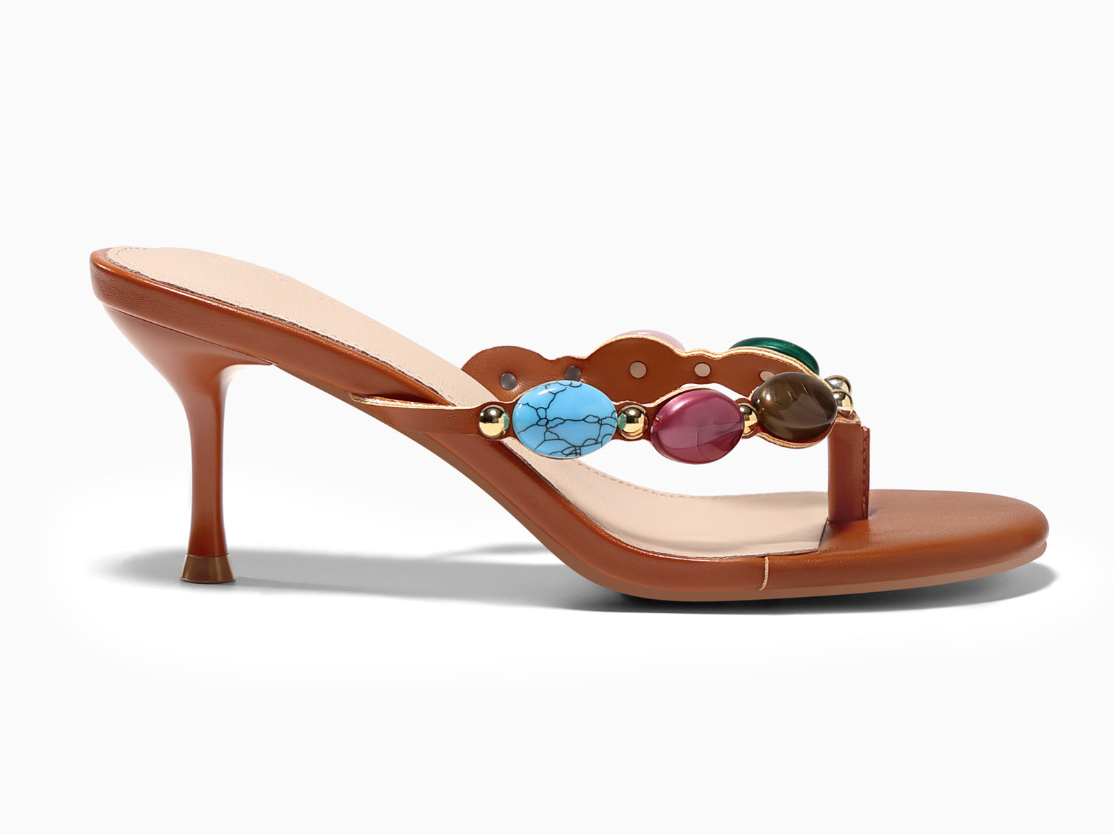 Coutgo Womens Dark Brown Kitten Heels Sandals