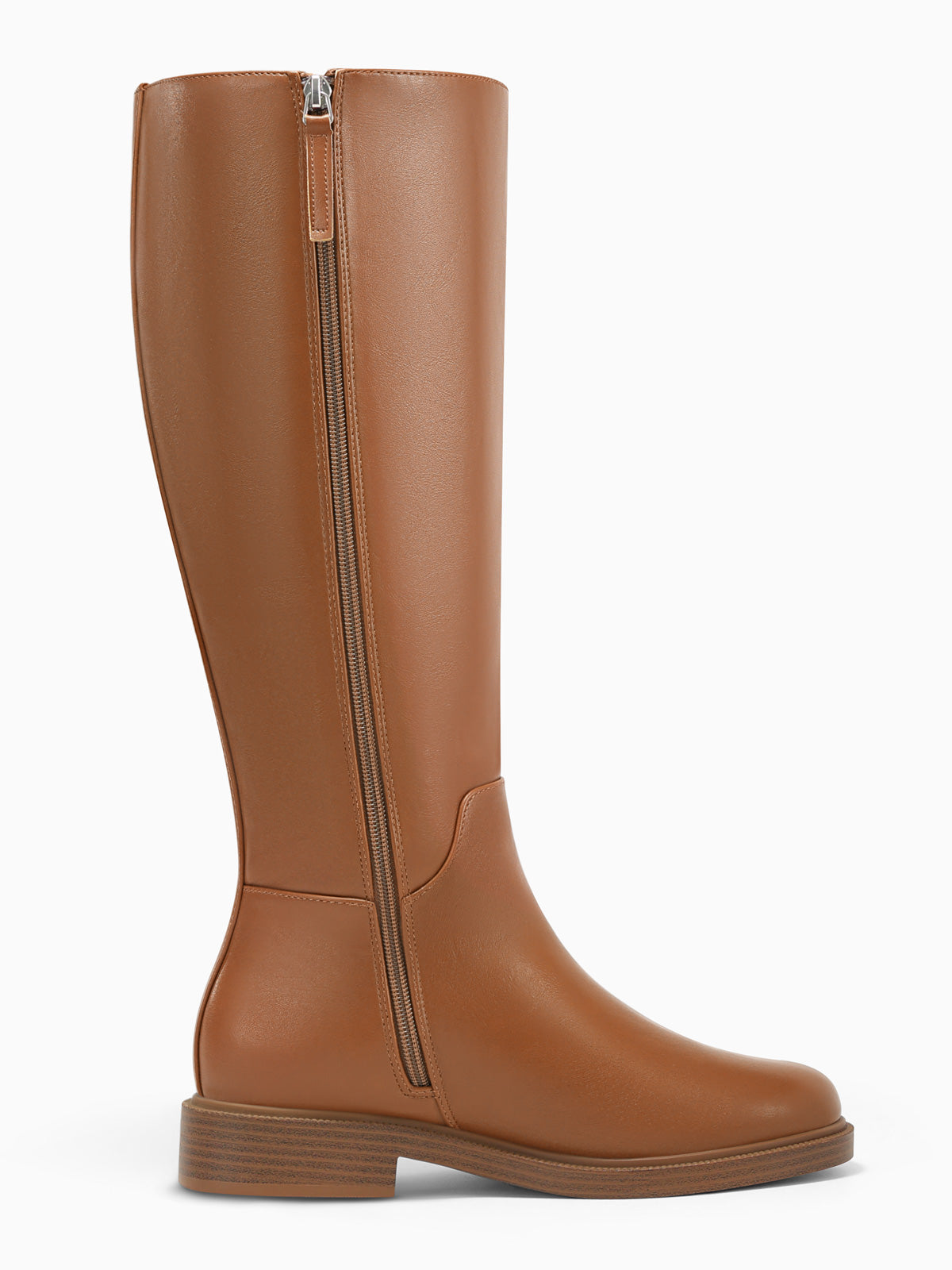 Coutgo Womens Suede Brown Knee Boots