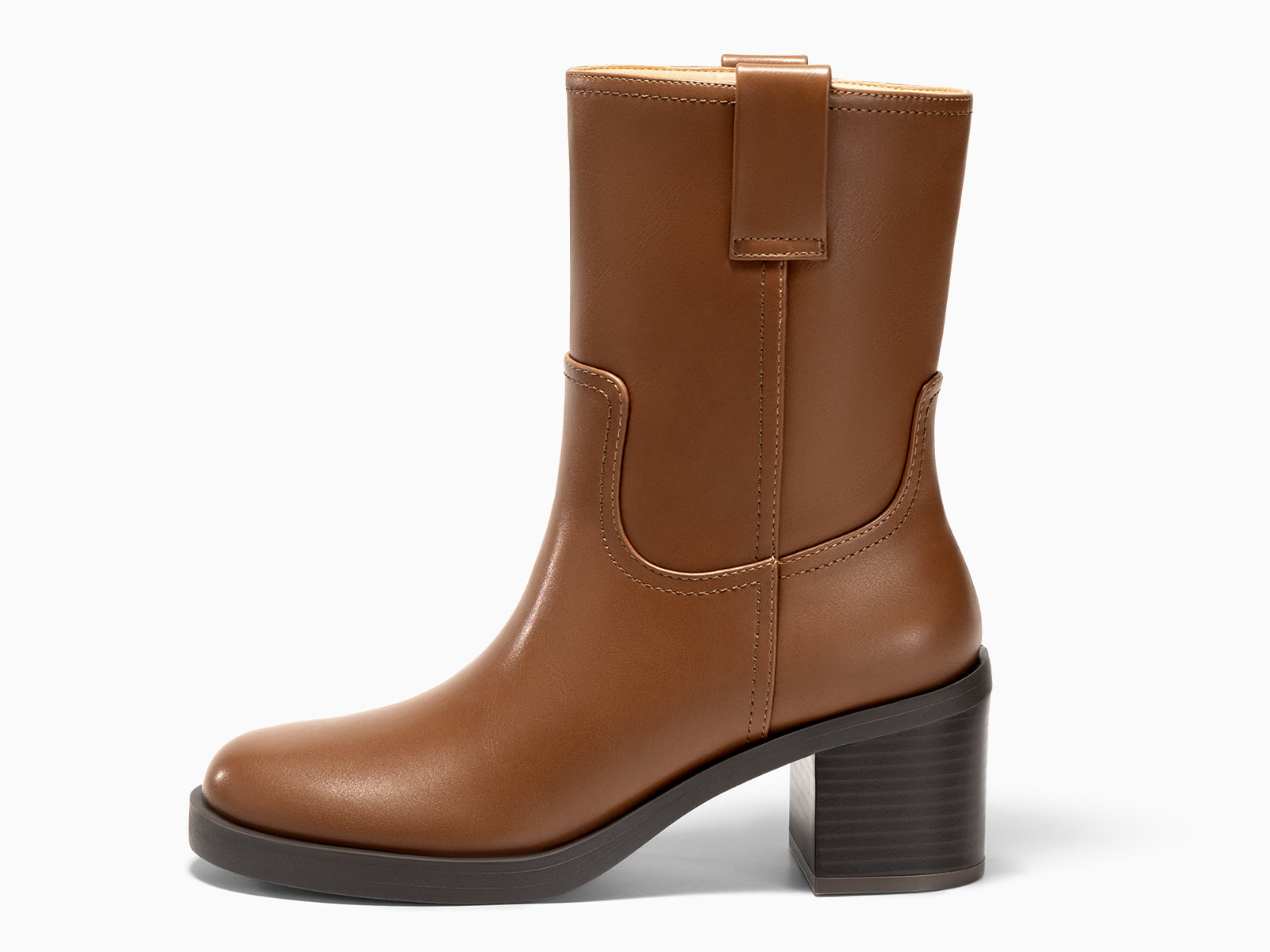 Coutgo Womens Brown Platform Mid Calf Boots