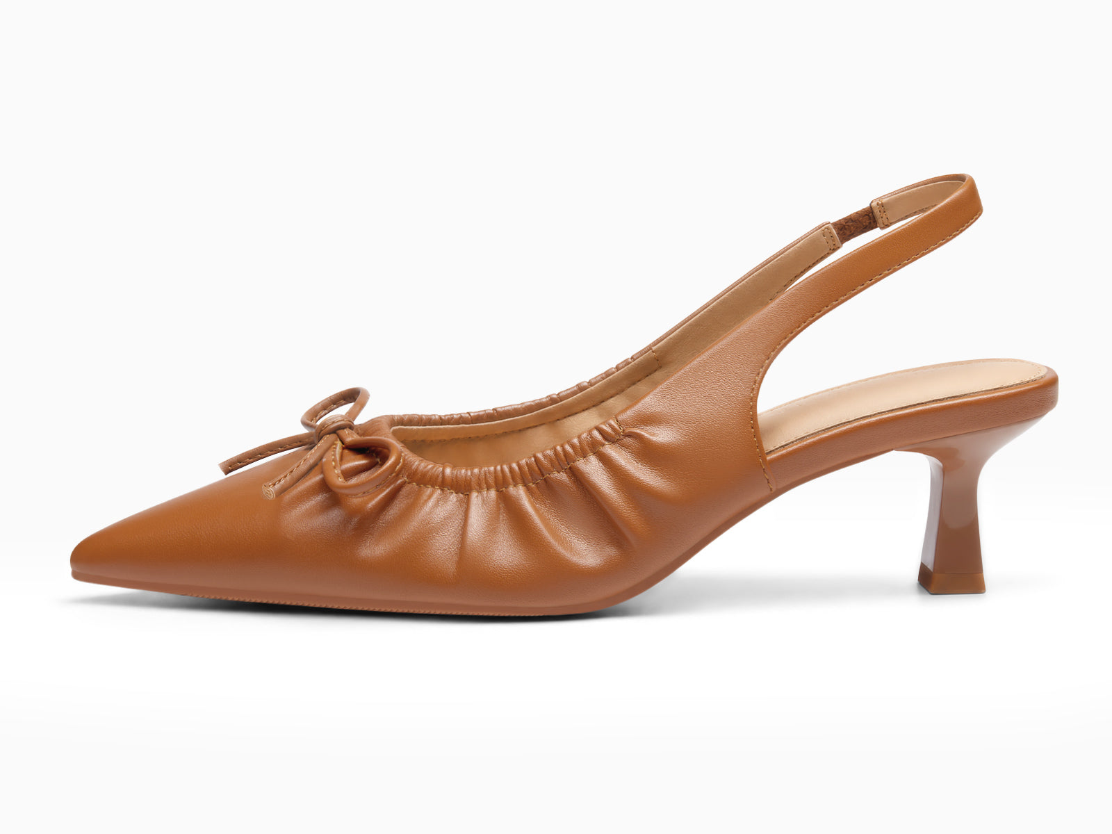 Coutgo Womens Brown Slingback Kitten Heels