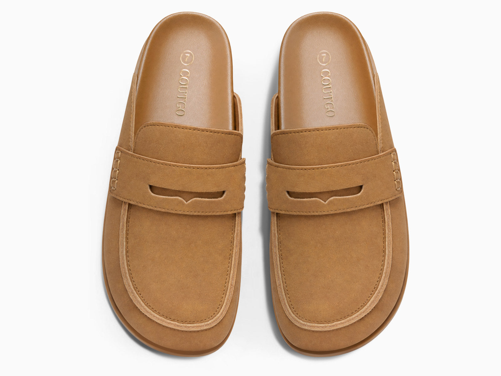 Coutgo Women Brown Suede Platform Mules