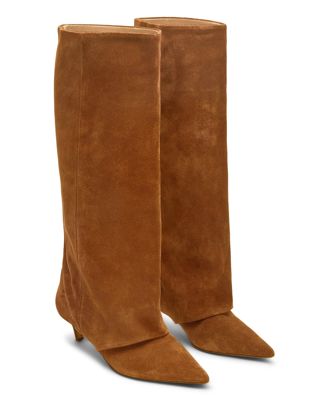 Coutgo Womens Brown Pointed Knee High Boots