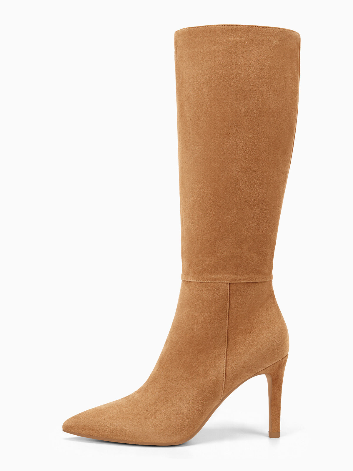 Coutgo Womens Brown Suede Stiletto Knee Boots