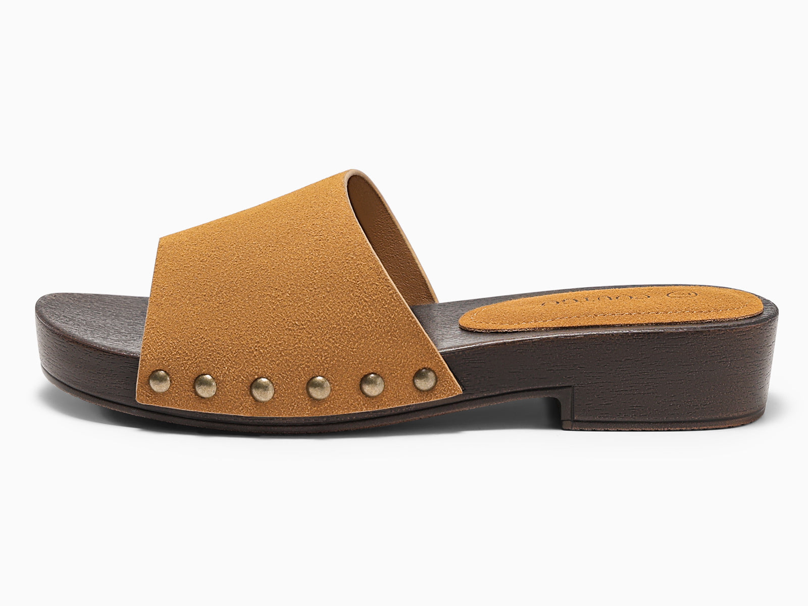 Coutgo Womens Suede Brown Platform Chunky Heels Sandals