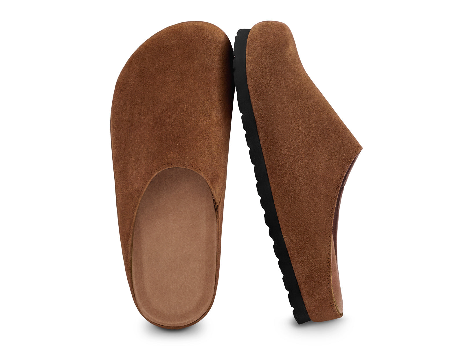 Coutgo Women Suede Brown Slip-On Clogs