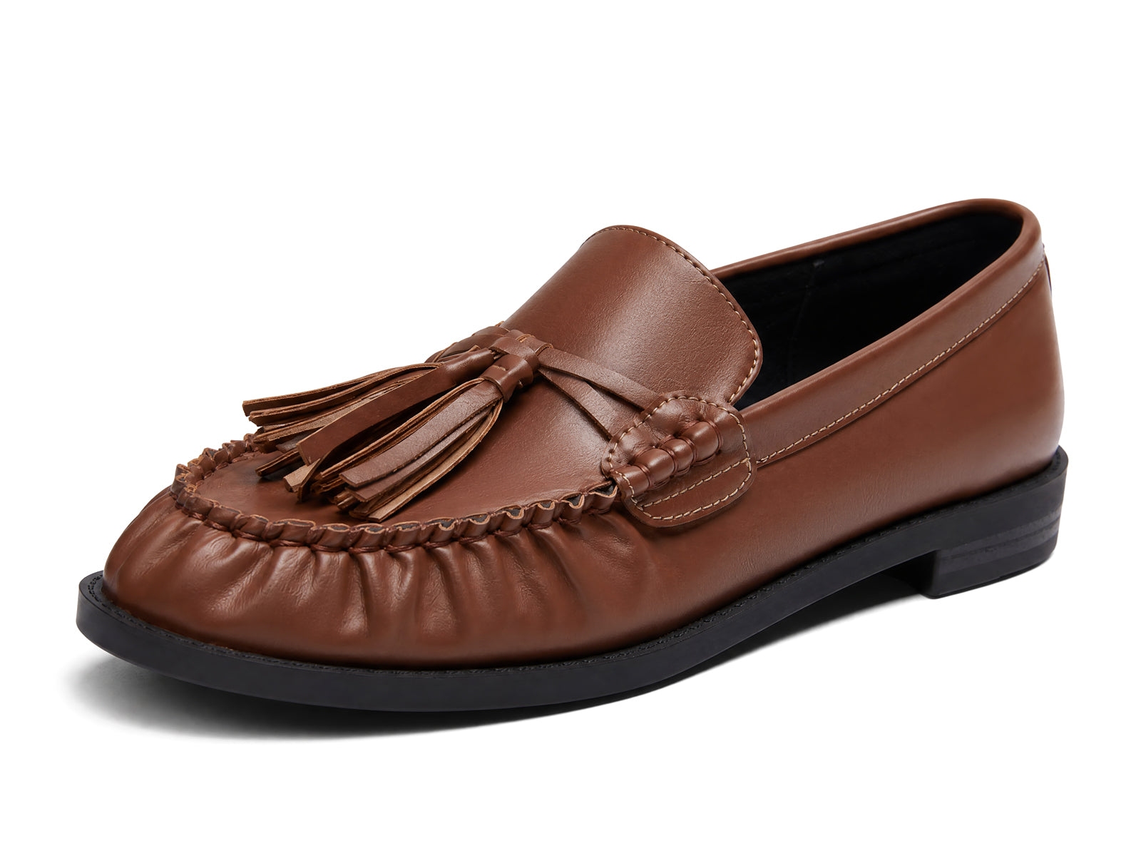 Coutgo Womens Brown Loafers Comfortable Slip On Shoes