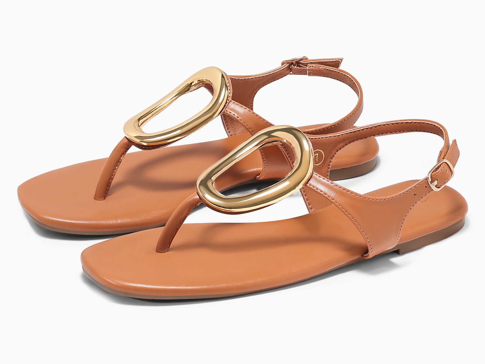 Coutgo Womens Brown Flat Flip Flops Sandals
